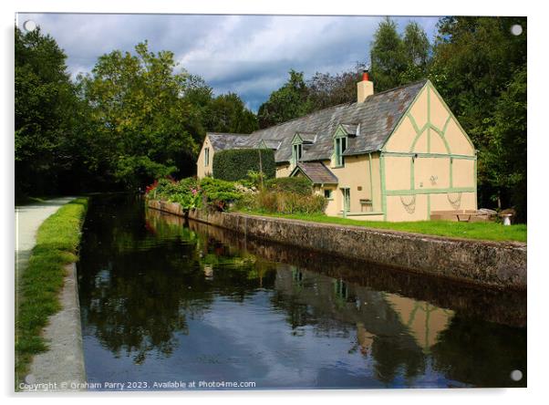 Charming Canal-side Penddol Cottage Acrylic by Graham Parry