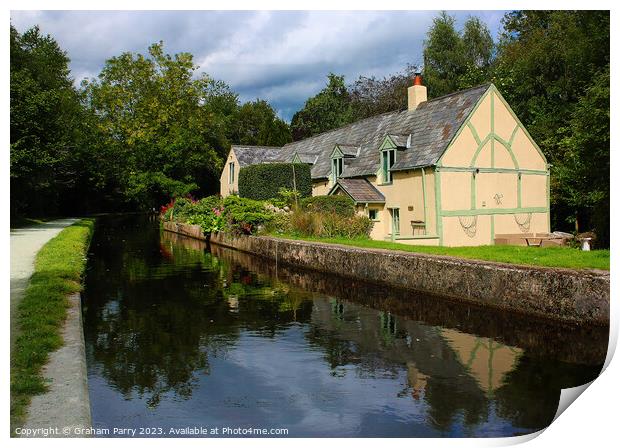 Charming Canal-side Penddol Cottage Print by Graham Parry