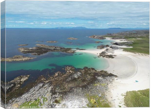 Drone shot of Torastan Bay, Isle of Coll Canvas Print by yvonne & paul carroll