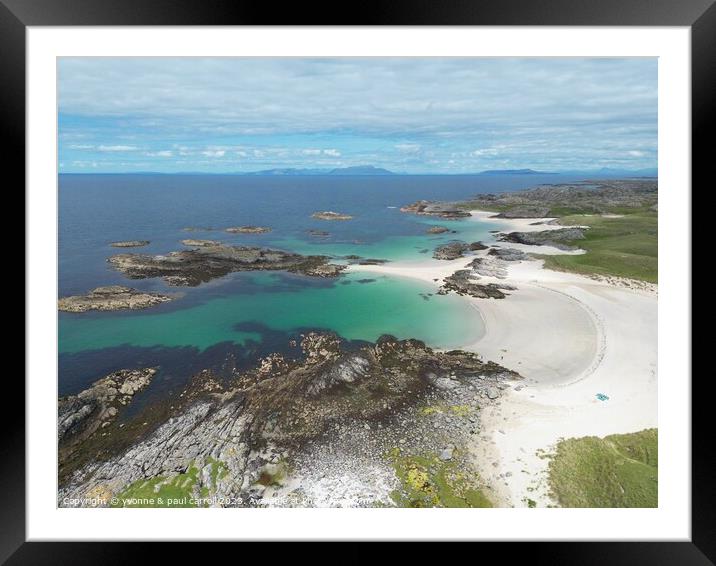 Drone shot of Torastan Bay, Isle of Coll Framed Mounted Print by yvonne & paul carroll