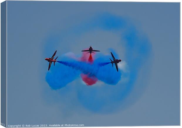 Red Arrow's masters of formation, display dexterity in the sky's above the English Channel Canvas Print by Rob Lucas