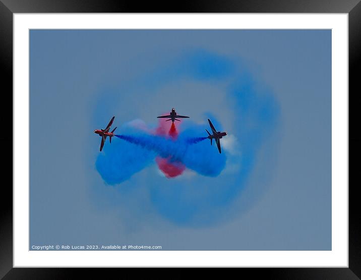 Red Arrow's masters of formation, display dexterity in the sky's above the English Channel Framed Mounted Print by Rob Lucas