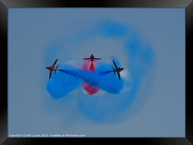 Red Arrow's masters of formation, display dexterity in the sky's above the English Channel Framed Print by Rob Lucas