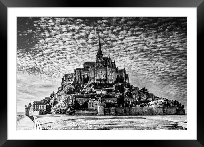 Mont Saint-Michel, splendid in black and white Framed Mounted Print by Alan Dickinson