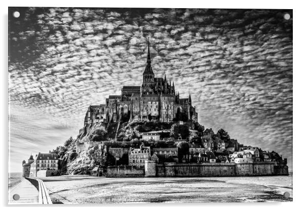 Mont Saint-Michel, splendid in black and white Acrylic by Alan Dickinson