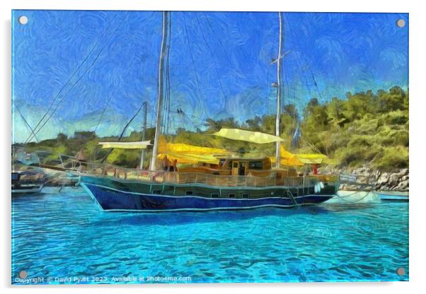 Aegean Sea Yacht Art Acrylic by David Pyatt