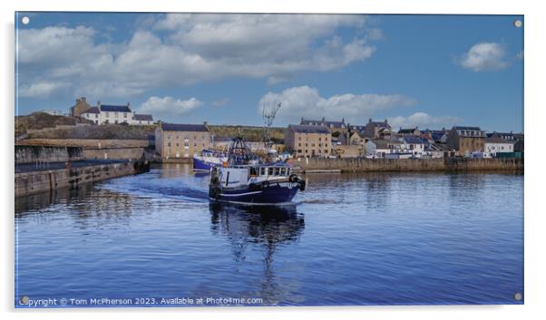 Evocative Departure from Burghead Harbour Acrylic by Tom McPherson