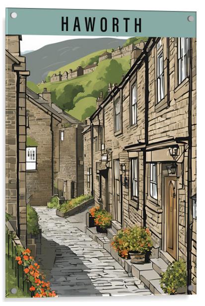 Haworth Vintage Travel Poster Acrylic by Picture Wizard