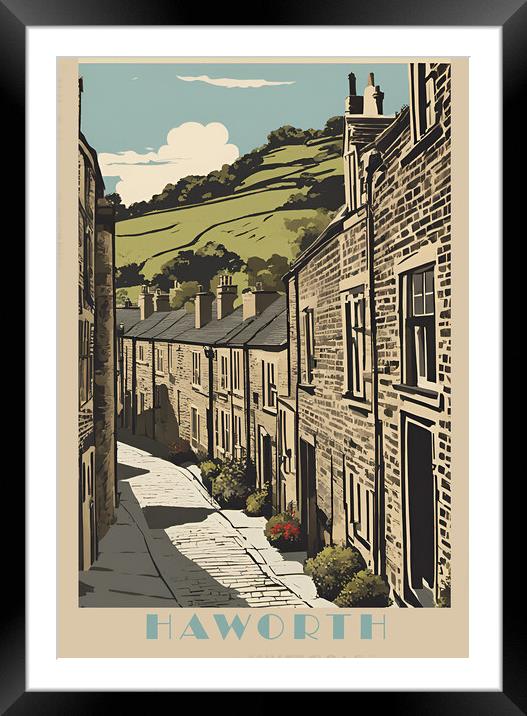 Haworth Vintage Travel Poster Framed Mounted Print by Picture Wizard