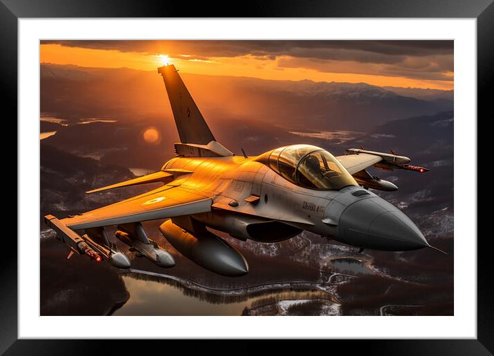 Fighter Jet  Framed Mounted Print by CC Designs