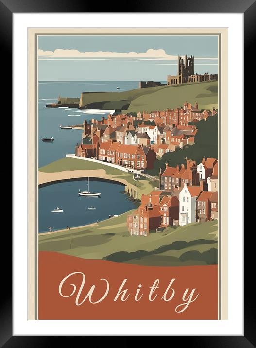 Whitby Vintage Travel Poster Framed Mounted Print by Picture Wizard