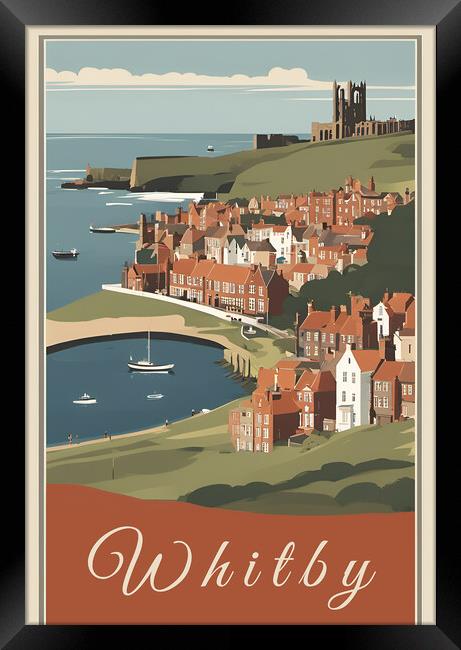 Whitby Vintage Travel Poster Framed Print by Picture Wizard