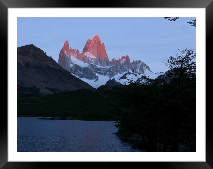 Alpenglow on Mount Fitzroy  Framed Mounted Print by Steve Painter