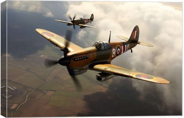 Spitfire in flight  Canvas Print by CC Designs