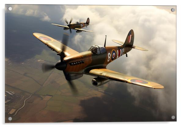 Spitfire in flight  Acrylic by CC Designs