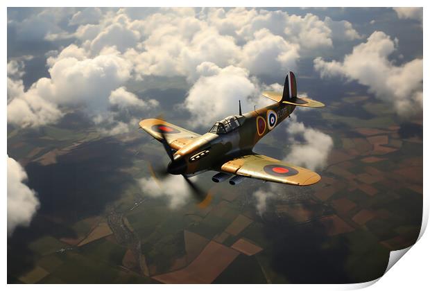 Spitfire Diving  Print by CC Designs
