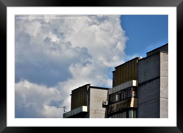 Building on cloud background Framed Mounted Print by Stan Lihai