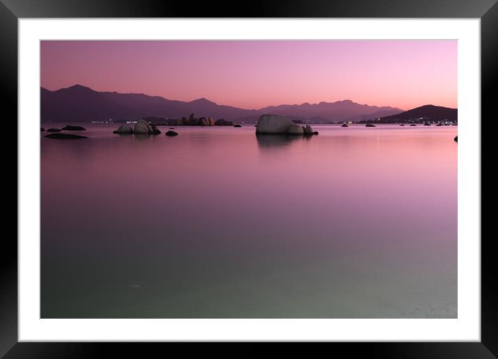 Final rays of sun on calm waters Framed Mounted Print by Steve Painter