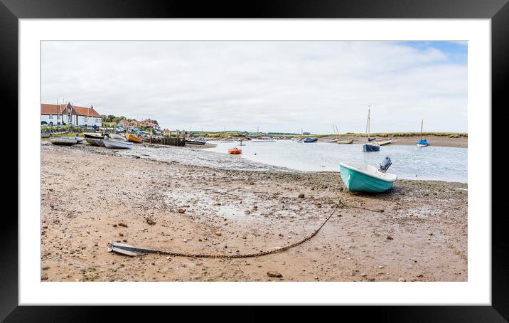 Burnham Overy Staithe boat panorama Framed Mounted Print by Jason Wells