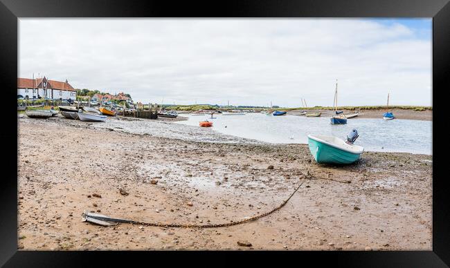 Burnham Overy Staithe boat panorama Framed Print by Jason Wells