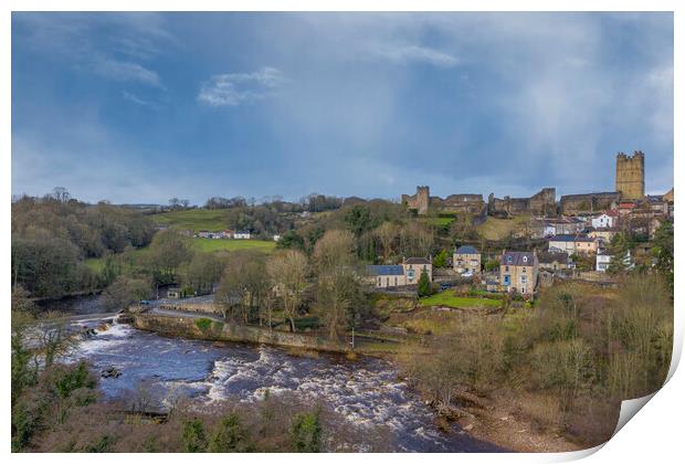 River Swale And Richmond Castle Print by Steve Smith