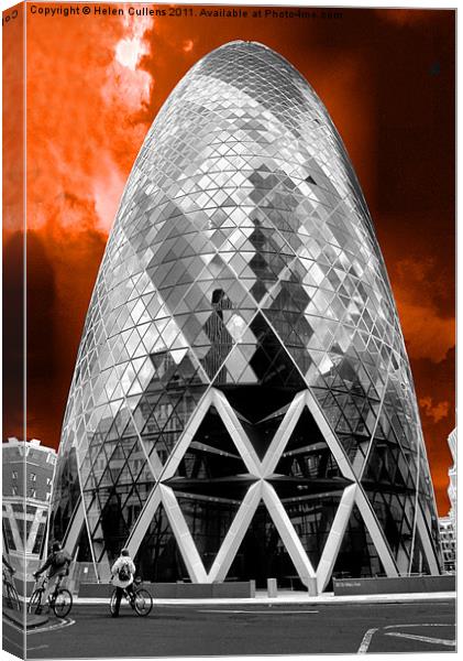 THE GHERKIN Canvas Print by Helen Cullens