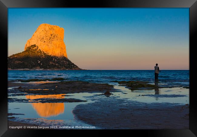 Rock of Calpe from the beach Framed Print by Vicente Sargues