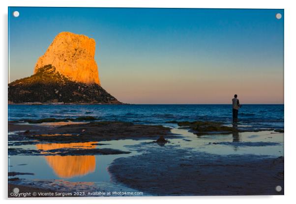 Rock of Calpe from the beach Acrylic by Vicente Sargues