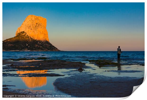 Rock of Calpe from the beach Print by Vicente Sargues