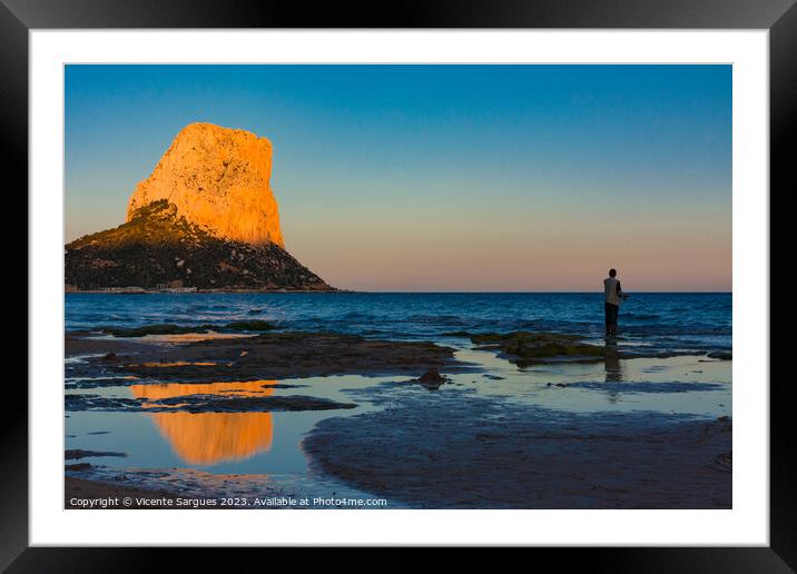 Rock of Calpe from the beach Framed Mounted Print by Vicente Sargues