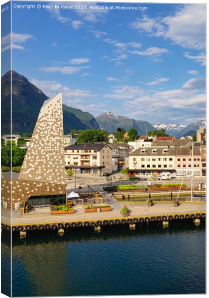 Andalsnes Town Harbour in Norway Canvas Print by Pearl Bucknall
