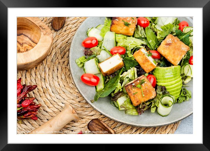 Salad with fresh vegetables and tofu. Framed Mounted Print by Mykola Lunov Mykola