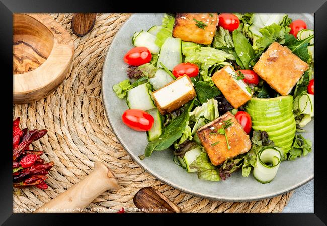 Salad with fresh vegetables and tofu. Framed Print by Mykola Lunov Mykola