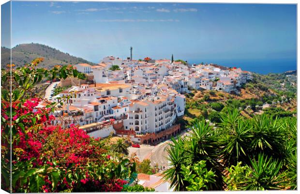 Andalusian Charm: Frigiliana's Coastal Brilliance Canvas Print by Andy Evans Photos