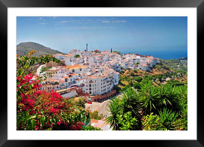 Andalusian Charm: Frigiliana's Coastal Brilliance Framed Mounted Print by Andy Evans Photos