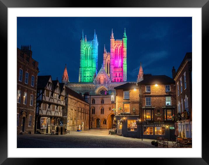 Lincoln Cathedral - Rainbow Colours for Pride Framed Mounted Print by Andrew Scott
