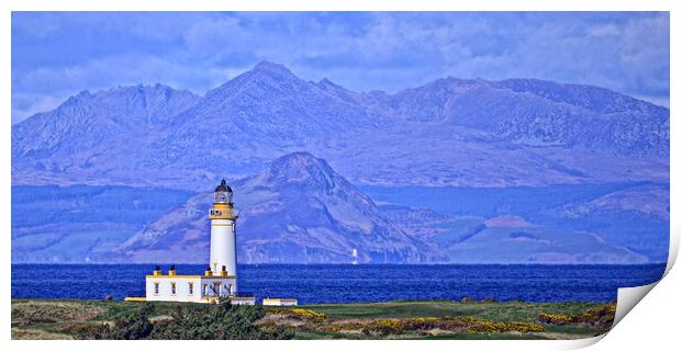 Turnberry lighthouse, Holy Isle and Goat Fell Print by Allan Durward Photography