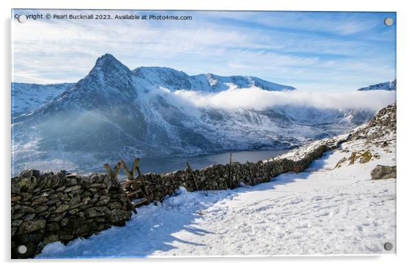 Ogwen Valley in Winter Snowdonia Acrylic by Pearl Bucknall