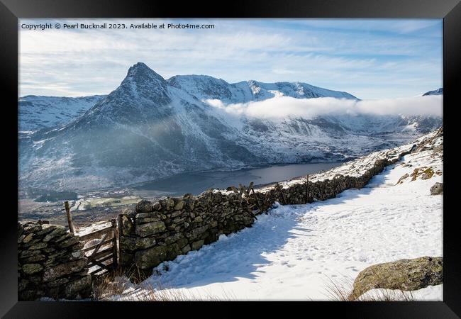 Ogwen Valley in Winter Snowdonia Framed Print by Pearl Bucknall