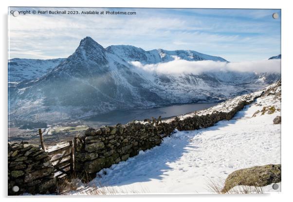 Ogwen Valley in Winter Snowdonia Acrylic by Pearl Bucknall
