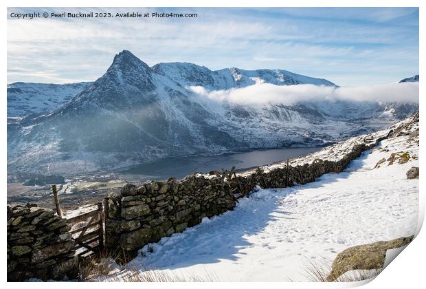 Ogwen Valley in Winter Snowdonia Print by Pearl Bucknall