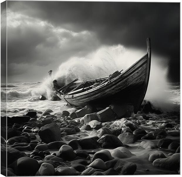 BEACHED IN THE STORM Canvas Print by Tony Sharp LRPS CPAGB