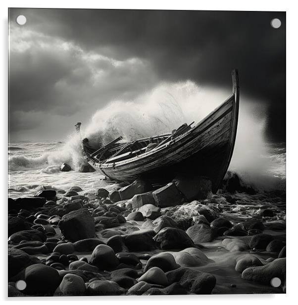 BEACHED IN THE STORM Acrylic by Tony Sharp LRPS CPAGB