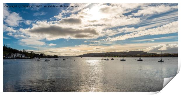 Lake Windermere early evening Print by Cliff Kinch