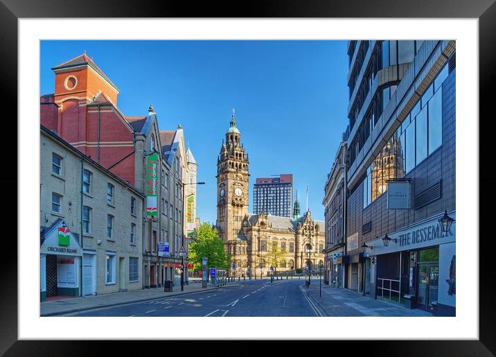  Sheffield Town Hall from Leopold Street Framed Mounted Print by Darren Galpin