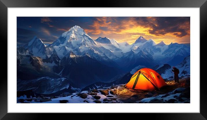 Camping in mountain on winter Framed Mounted Print by Massimiliano Leban