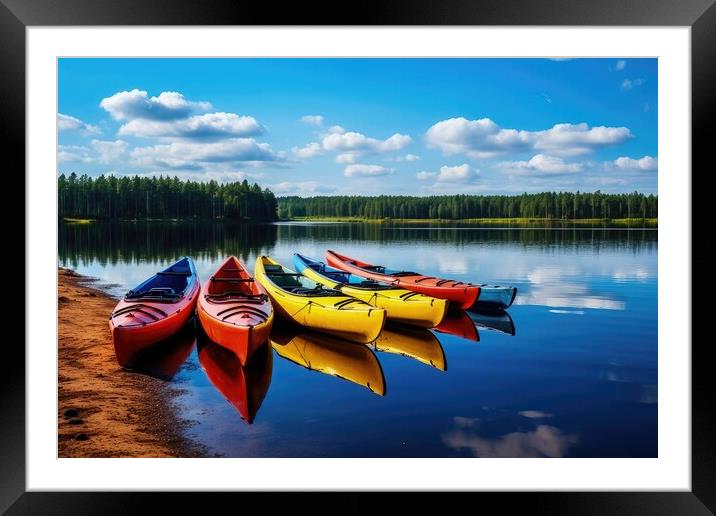 Colored Kayaks Framed Mounted Print by Massimiliano Leban