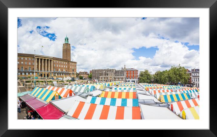 Colourful rooftops of Norwich market Framed Mounted Print by Jason Wells