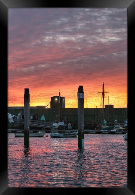 Sunrise colours over the Brightlingsea Harbour  Framed Print by Tony lopez
