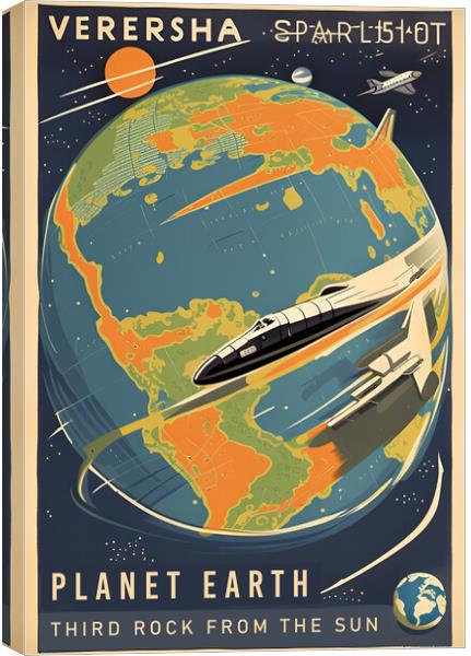 Planet Earth Vintage Travel Poster Canvas Print by Picture Wizard